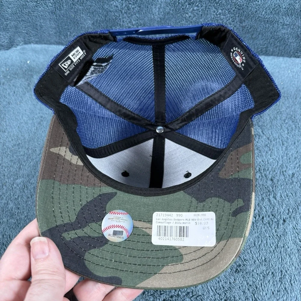 New Era Los Angeles Dodgers Blue Camo Patch Trucker Hat Adjustable One‎ Size New